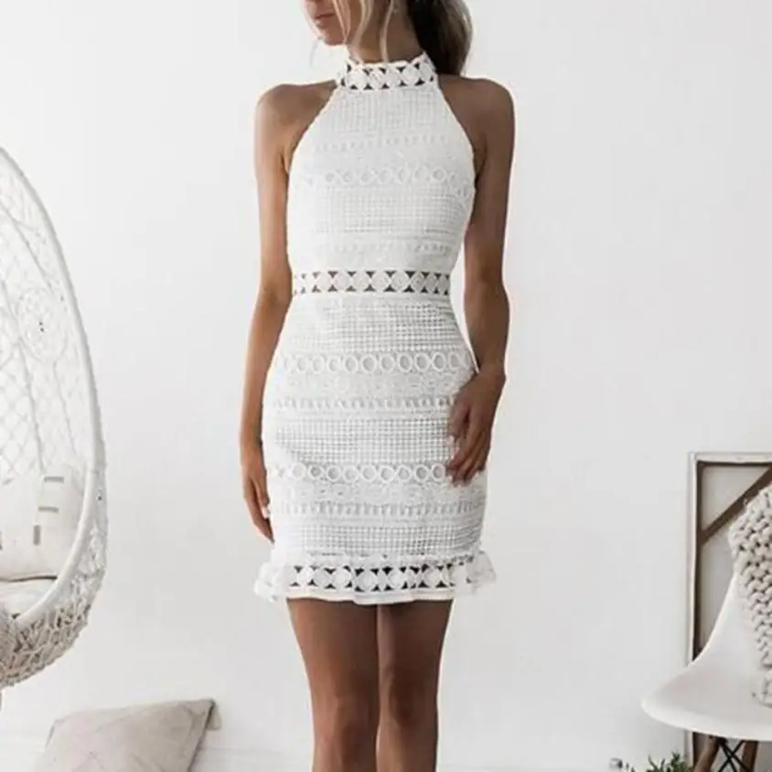 white lace mini bodycon dress
