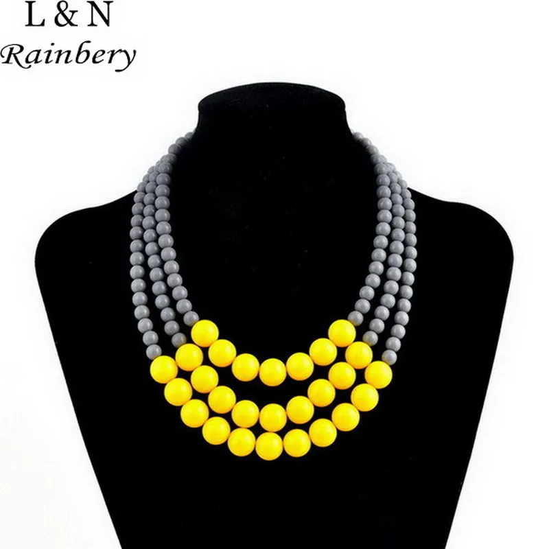 Rainbery, многослойное ожерелье золотого цвета, Брендовое женское колье, Masculino, Массивное колье, трехслойное ожерелье с африканскими бусинами