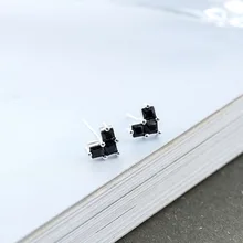 DreamySky чистый 925 пробы серебристый, черный сердце серьги для женщин обувь девочек Рождественский подарок Brincos Pendientes Прямая