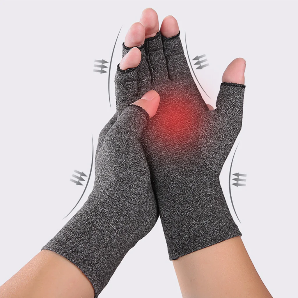 Женщины Мужчины артрит компрессионные перчатки без пальцев совместное Обезболивание ревматоидный остеоартрит фиксатор запястья терапия варежки