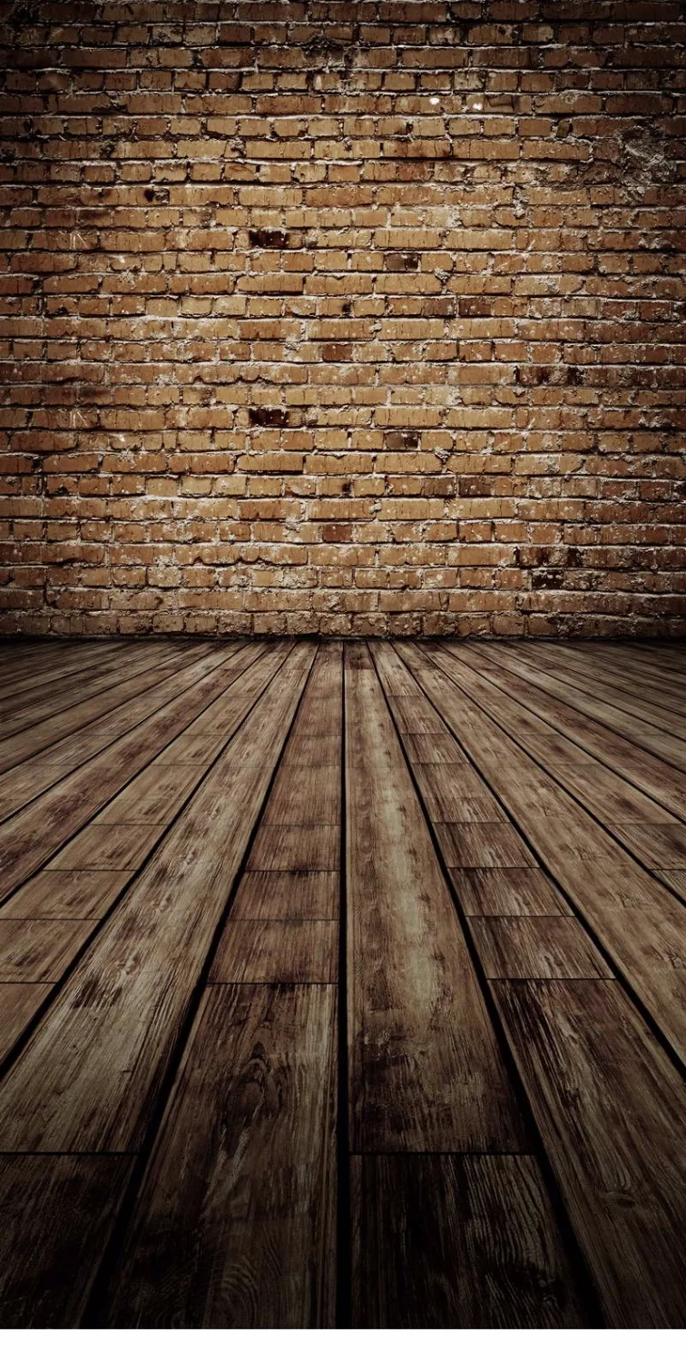Seamless thin Vinyl Photography background Computed Printed Brick walls and Wooden floors