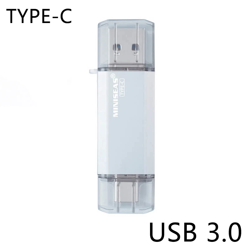 OTG usb 3,0 и type-c usb флеш-накопитель 16 ГБ 32 ГБ 64 Гб Флешка двойной флеш-накопитель для type-c android системы Miniseas - Цвет: sliver