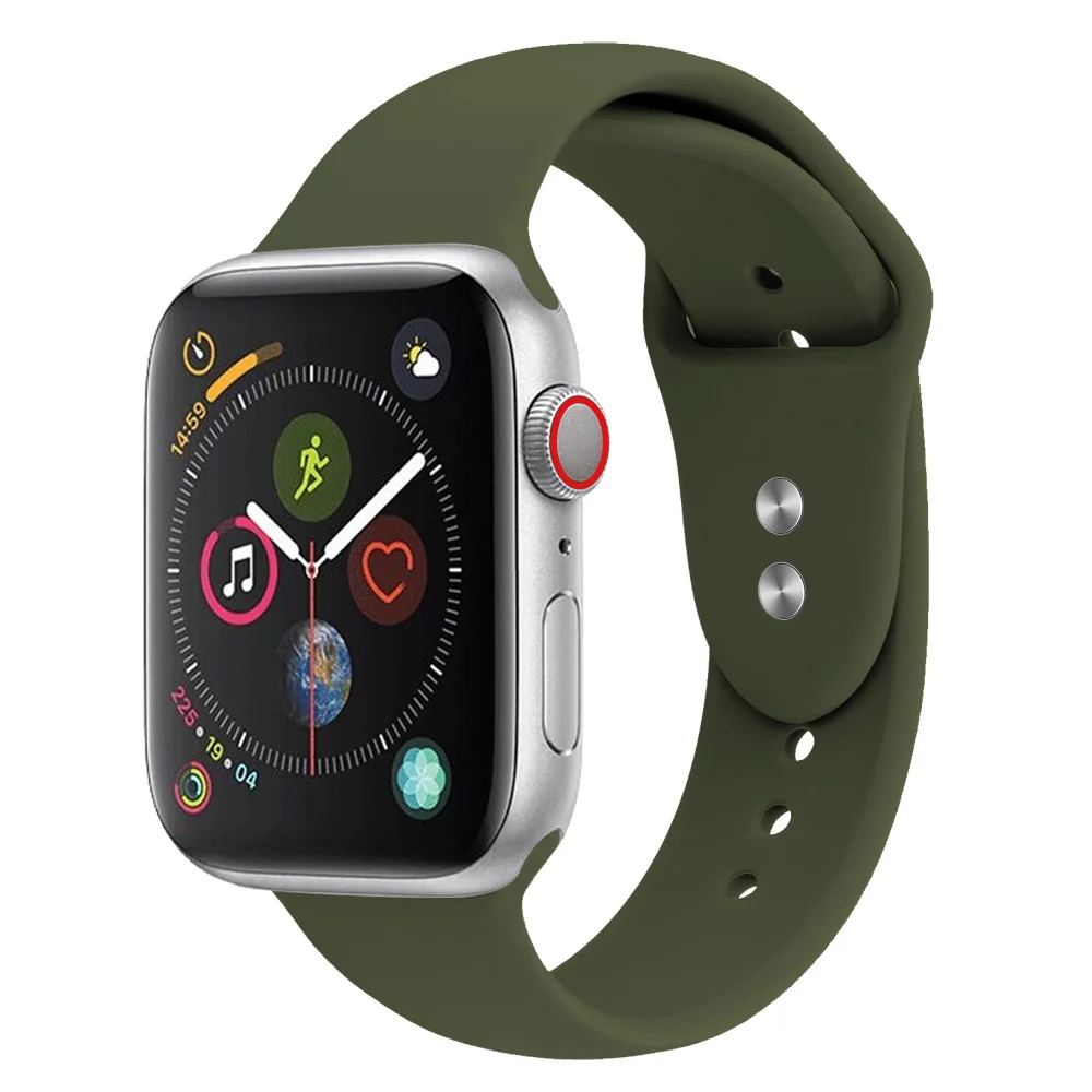 Спортивный силиконовый ремешок с двойной пряжкой для apple watch Series 4321, сменный Браслет для наручных часов, ремешок для часов apple watch 42 38 - Цвет ремешка: NO.2-Olive