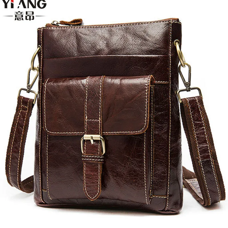 

Men Genuine Leather First layer Cowhide Retro Business Crossbody Shoulder Bag travel Purse Cigarette Case Cell Phone Pocket New