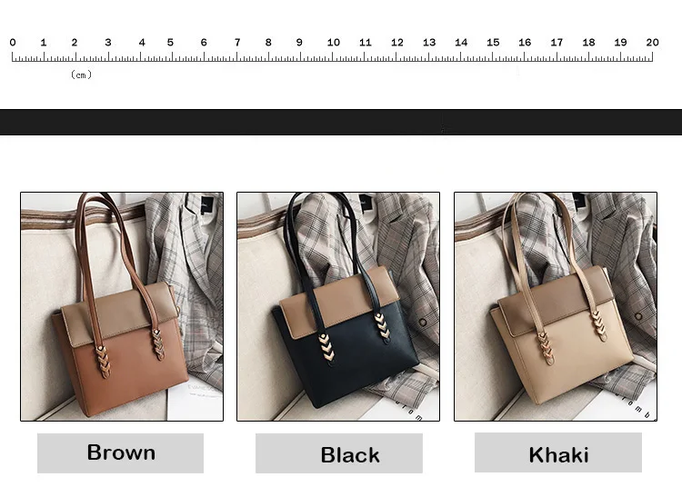 Women New Elegant Shoulder Bag Famous Brand Soft PU Leather Laptop Rivet Handbag Black Brown Khaki Leisure Briefcase Sling Tote (37)