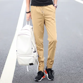 

Uwback Men Summer Sweatpants New Brand Ankle-Length Cotton Casual Pants Elastic Waist Bottom Zip Tracksuit Fashion Trouser XA549