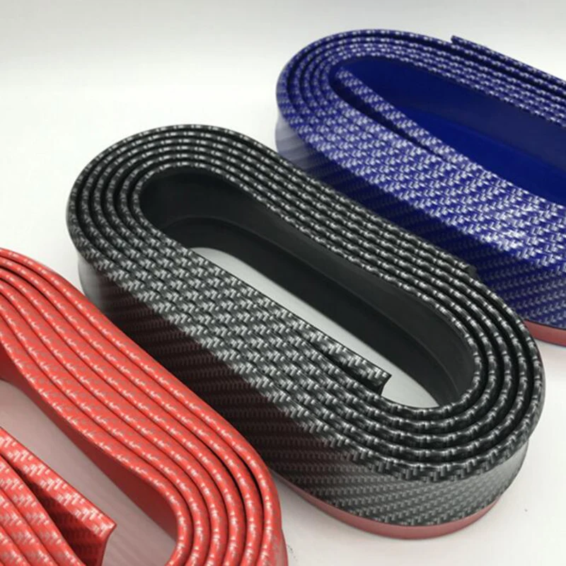 

Red Black Samurai Carbon Fiber 2.5m Car Front Bumper Lip Protector Rubber Splitter Chin Split Body Protection Side Skirt Spoiler