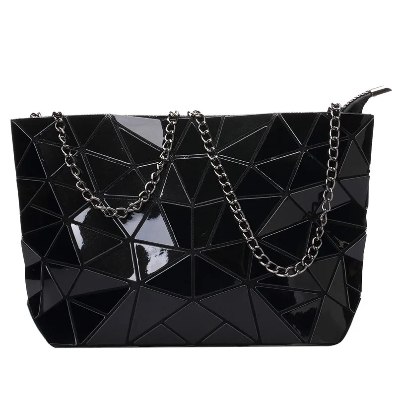 New Geometry Laser Handbag Bags Women Chain Bag Tote Lightnig Luminous Women Shoulder Bags Plain Folding Messenger Bag Bolso