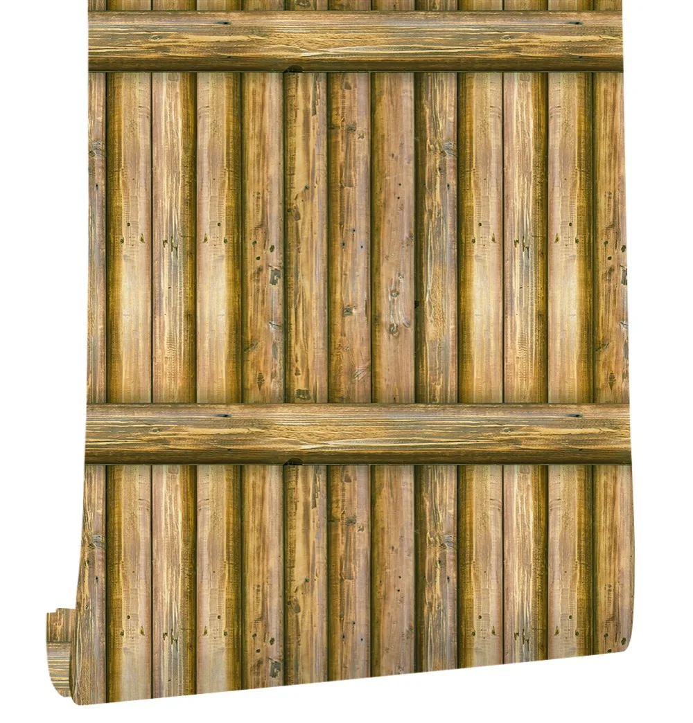 Buy HaokHome Faux Wood Panel Wallpaper self adhesive