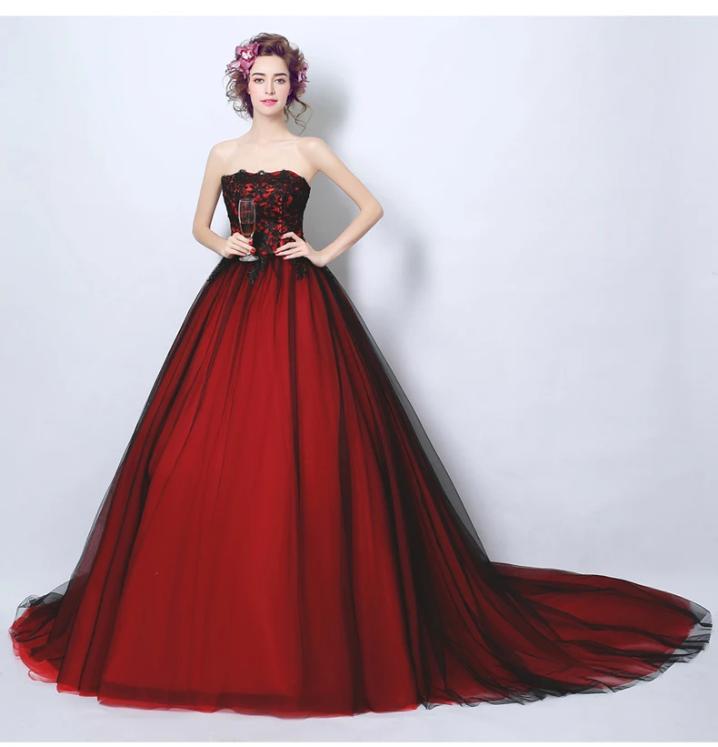 Red And Black Ball Gown Gothic Wedding Dresses Ball Gowns