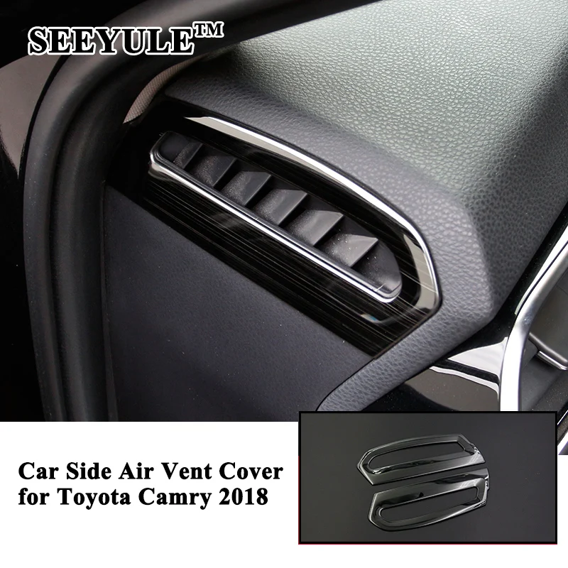 

2pcs/set SEEYULE Styling Car Side Air Vent Outlet Decoration Cover Frame Trim Sticker Car Accessories for Toyota Camry 2018 2019