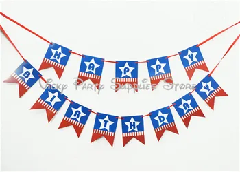 

13pcs/set Cartoon Captain America Happy Birthday Party Banner Birthday Flags Banner Paper Banner Party Supplies Decorations