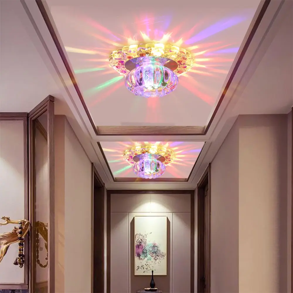 5 Вт светодиодный цветной Хрустальный потолочный круговой светильник, мини потолочный светильник, светильник Rotunda для гостиной, коридора, кухни