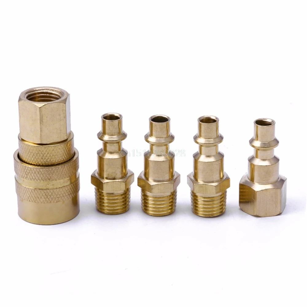 

5Pcs Brass Quick Coupler Set Solid Air Hose Connector Fittings 1/4" NPT Tools