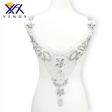 XINFANGXIU 1 комплект Handsewing большой Rhinestone патчи для свадебное платье со стразами Бусы Аппликации вышивка украшения