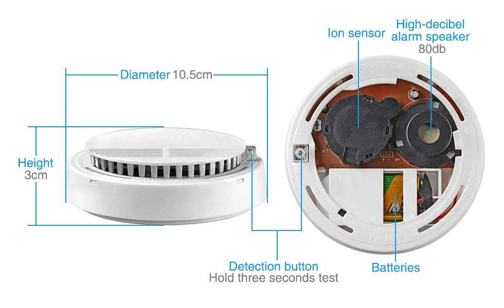 Детектор дыма Высокочувствительный независимый пожарный датчик контроля безопасности дома противопожарное оборудование система