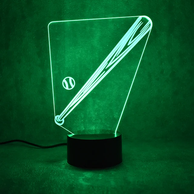 Novelty Visual Colorful Light Fixture Usb Table Lamp Creative Novelty Visual Colorful Light Fixture Usb Table Lamp Creative Sleeping Night Mlb Led Baseball Bat