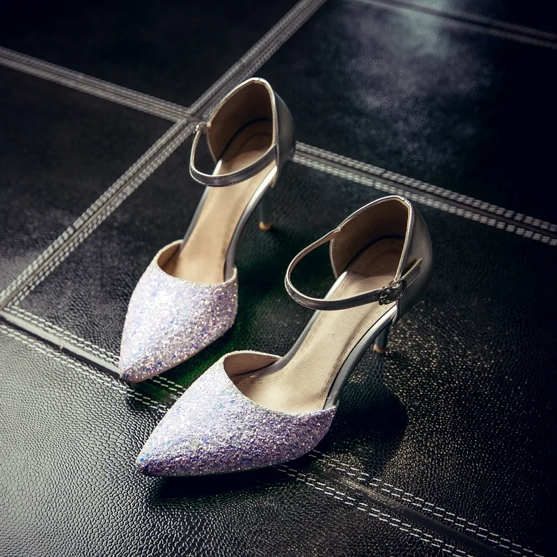 Mode Frau Janes Gladiatoren High Ferse Schnalle Show as Spitz Pailletten Nude Knöchel Leder Mary Oberen Heels As Abdeckung Show Bunte Schuhe rYnzqar