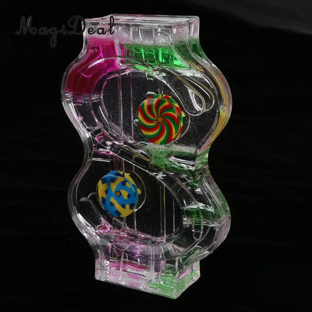 MagiDeal S Shape Floating Colored Oil Liquid Motion Visual Hourglass Timer for Home House Club Ornament Children Toy Gift