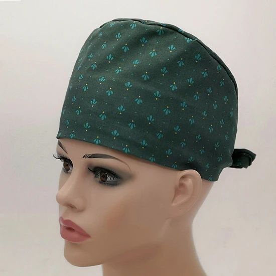 Больничная хирургическая шапки для женщин и мужчин Medcial головной убор Рабочая аксессуар хлопок чудо-женщина принт в больнице головные уборы для медсестер - Цвет: Зеленый