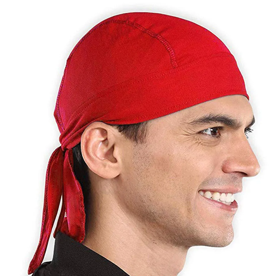 Wicking Adjustable Cycling Skull Cap Beanie Dew Doo Rag for Outdoor Running Sports Head Wrap