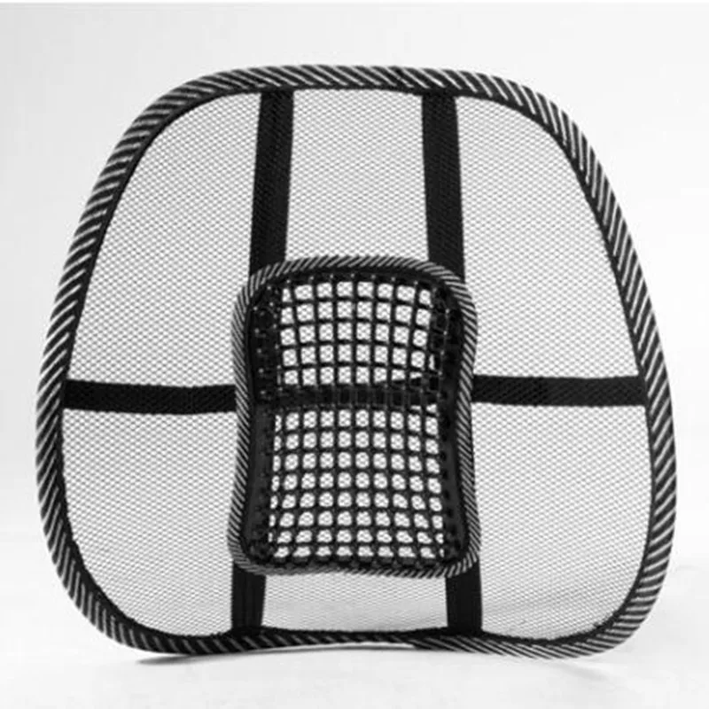 Car Seat Office Chair Back Cushion Back Lumbar Massage Black Mesh Ventilate Cushion Pad Pain Relief Seat Posture Corrector (1)