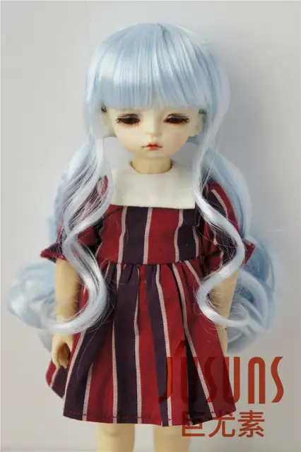 JD337 1/8 1/6 1/4 Pretty Synthetic Mohair BJD Wigs Suit For Size 5-6 Inch 6-7 Inch 7-8 Inch Doll Free Shipping Doll Hair Only Blend Blue