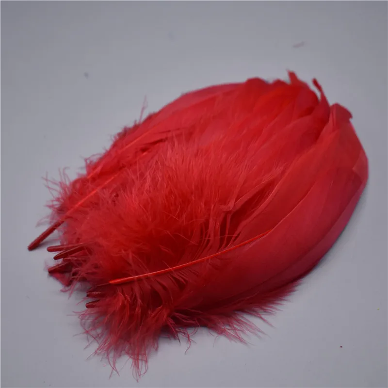 Настоящий натуральный черный гусиный пух для рукоделия 5-7 дюймов/13-18 см DIY ювелирных изделий Аксессуары для одежды Свадебные украшения - Цвет: Red