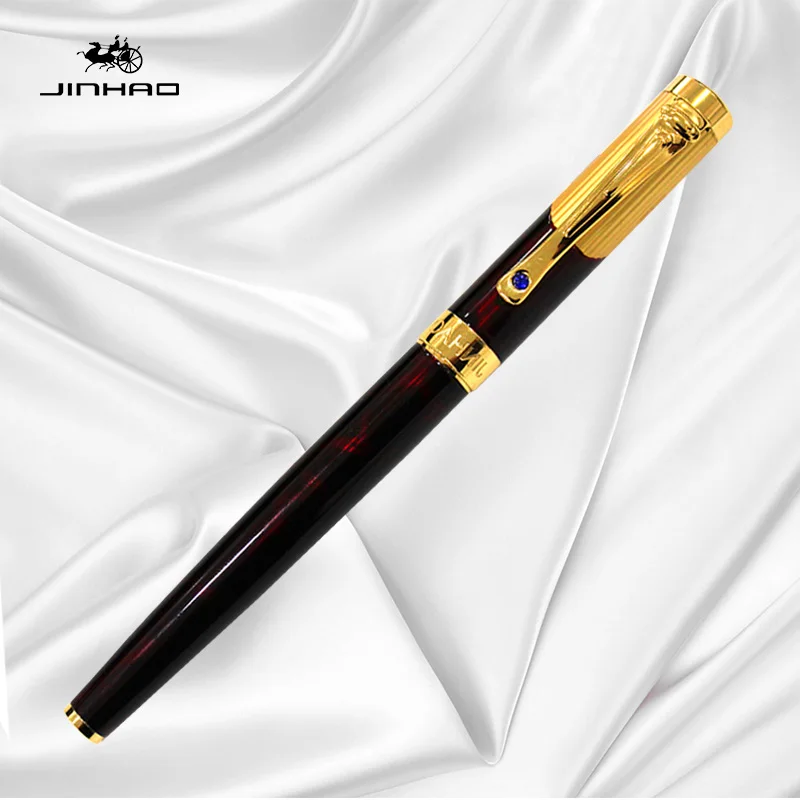 

Jinhao 9009 Dark red and Golden Luxury Diamond Extra Fine Nib Fountain Pen Free Shipping 0.38mm Ink Pens for Writing