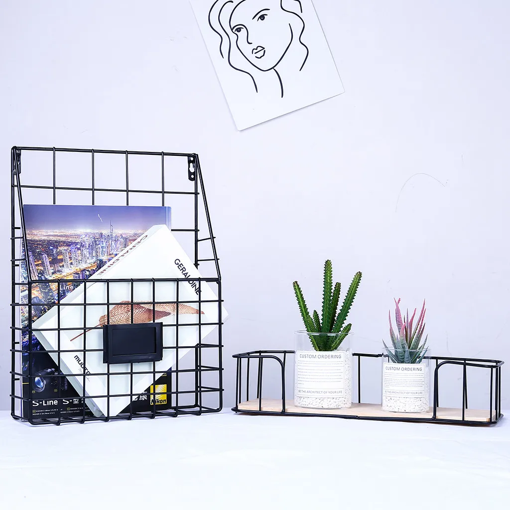 

Storage Rack Stainless Steel Grid Wall Frame Hanging Irregular Geometric Figure Decoration Space Saving Wardrobe Holders 19jul5