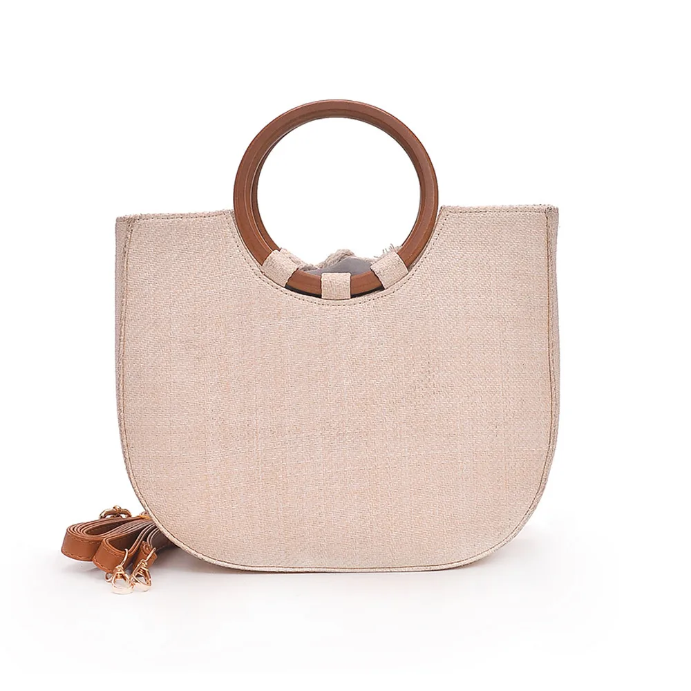 

Women Shoulder Bags Vintage Simple Weave Tote Handbags Solid Shoulder Beach Bag 2019 New Design Ladies Hand Bags bolso mujer *1