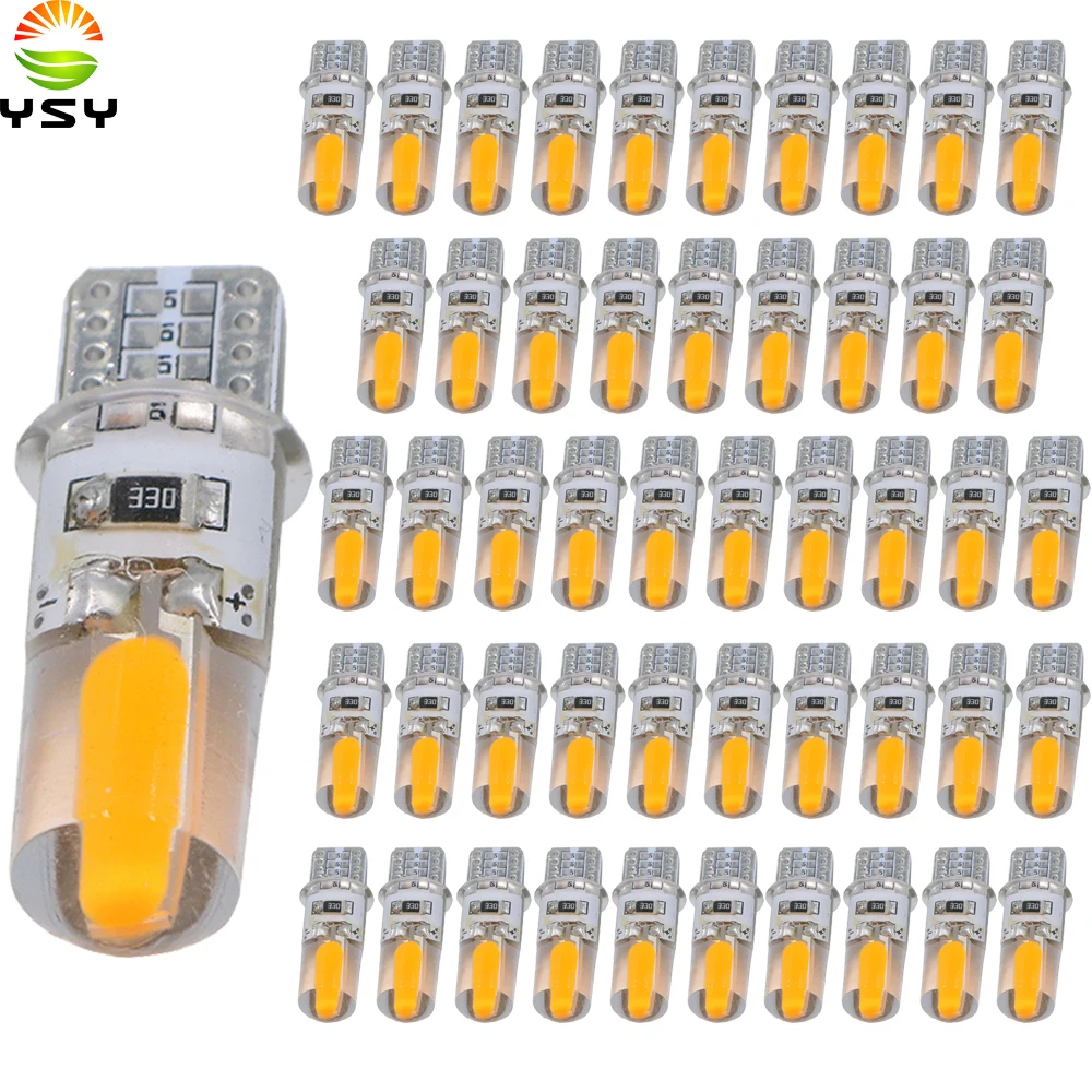 YSY 50X Auto T10 W5W светодиодный фонарь 194 501 COB Светодиодный силиконовый чехол