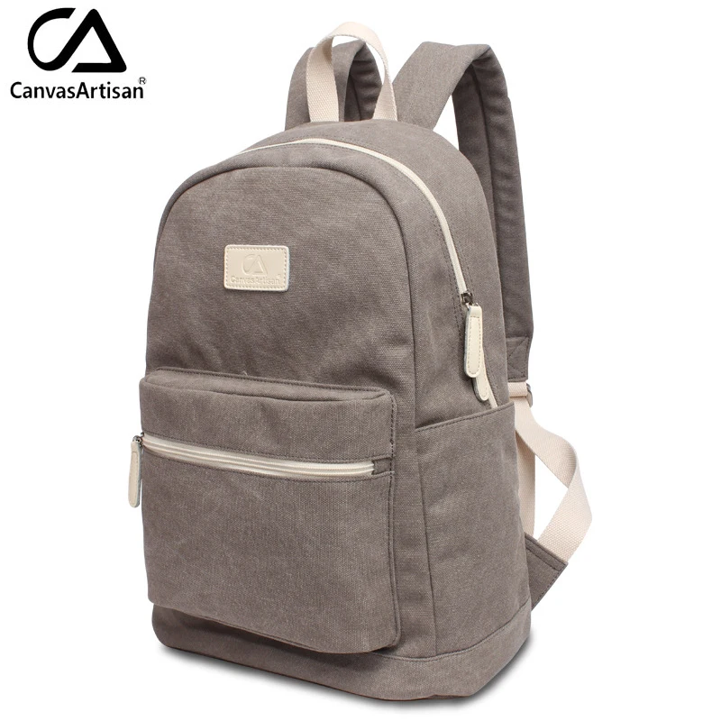 

Fashion Unisex Canvas Backpack Men and Women Rucksack Big Capacity Laptop Travel Backpacks Light Gray School Bags for Girl