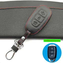 100% кожаный автомобильный чехол для ключей автомобиля-Чехлы для hyundai для Kia Motors Чехлы для ключей Автомобильный Кошелек 3 кнопки смарт-пульт