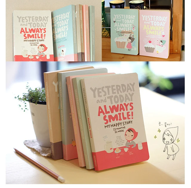 

Cute Notebook Red Hat Girl Agenda Weekly Plan Diary Book Day Planner Kawaii Schedule Book Memo pad School Office Stationery