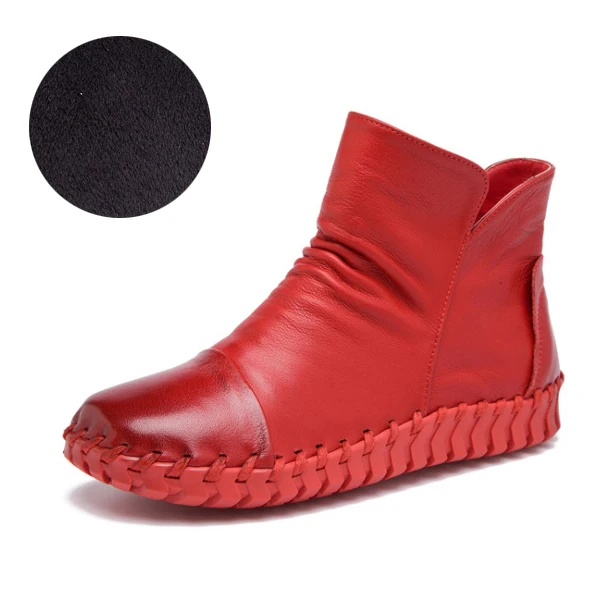 Осенне-зимняя модная обувь; женские ботинки; botas Femenina Chaussures zapatos mujer; ботильоны для женщин; обувь из натуральной кожи - Цвет: red and fur