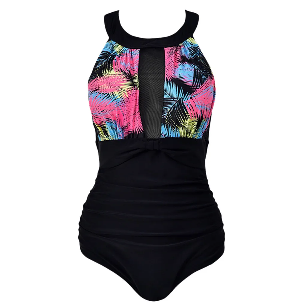 

CHAMSGEND Swimwear Women's One-piece multi-color multi-code mesh yarn scarf swimwear fashion casual beachwear one-piece swimsuit