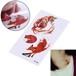 Красочные картины Животные лиса Временные татуировки Стикеры поддельные флэш-сексуальное тело Книги по искусству Временные татуировки