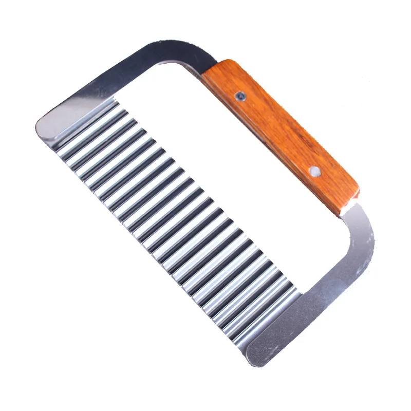Stainless Steel Crinkle Cutter, Garnish Cutter, Potato Vegetable Cutter Cutting Tool Wood handle Serrator, 7-Inch