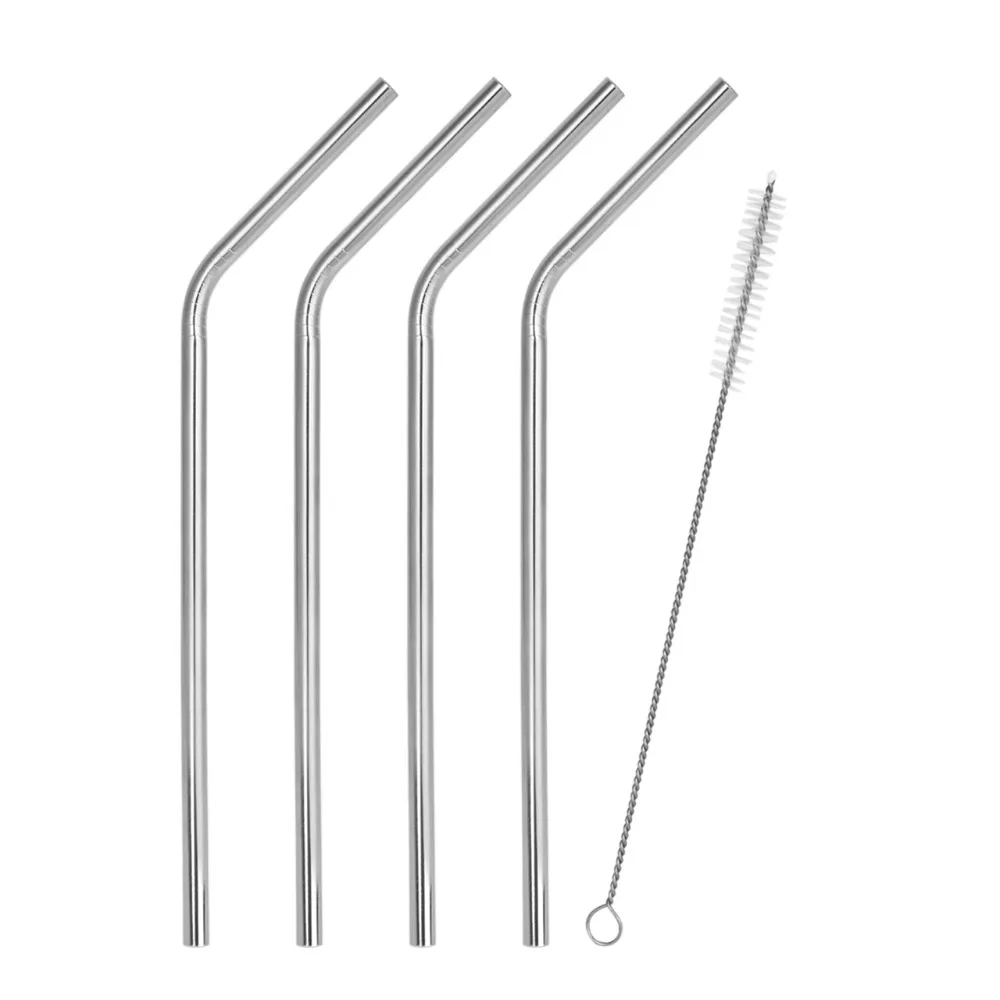 Stainless Steel Straws With 1 Cleaner Brush 4 Extra Long Metal Drinking