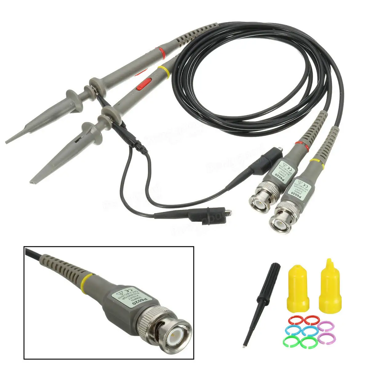 2Pcs Oscilloscope Probe BNC Alligator Clip Ground Lead Test Tool 20MHz