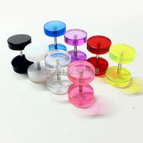 

1 pair fake ear plugs ear studs earrings for girls women men boys logo anti-allergic piercing body jewelrys