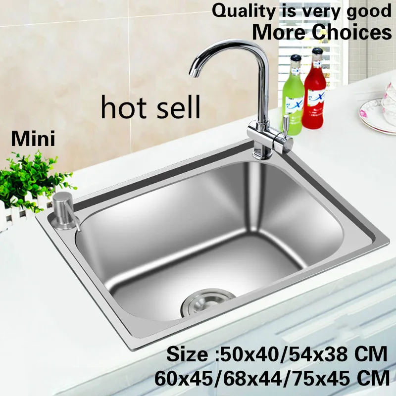 

Free shipping Standard mini balcony kitchen single trough sink 304 stainless steel hot sell 50x40/54x38/60x45/68x44/75x45 CM