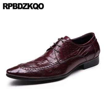 

Men Dress Italian Leather Shoes Alligator Crocodile Black Pointed Toe Snakeskin Office Italy Burgundy Python Oxfords Snake Skin