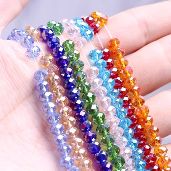 

Glass Rondelle AB Color 6mm Crystal Round 195pcs/lot Loose Spacer 48 Faceted Beads Charm Bracelets and Jewelry Accessories