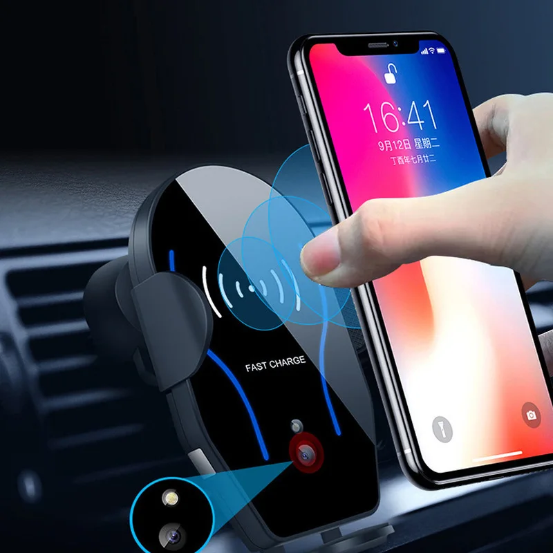 

Gravity Automatic Car Air Vent Holder Wireless Charger for iPhone XS X 8 Infrared Sensor Led Display 10W QI Fast Charging