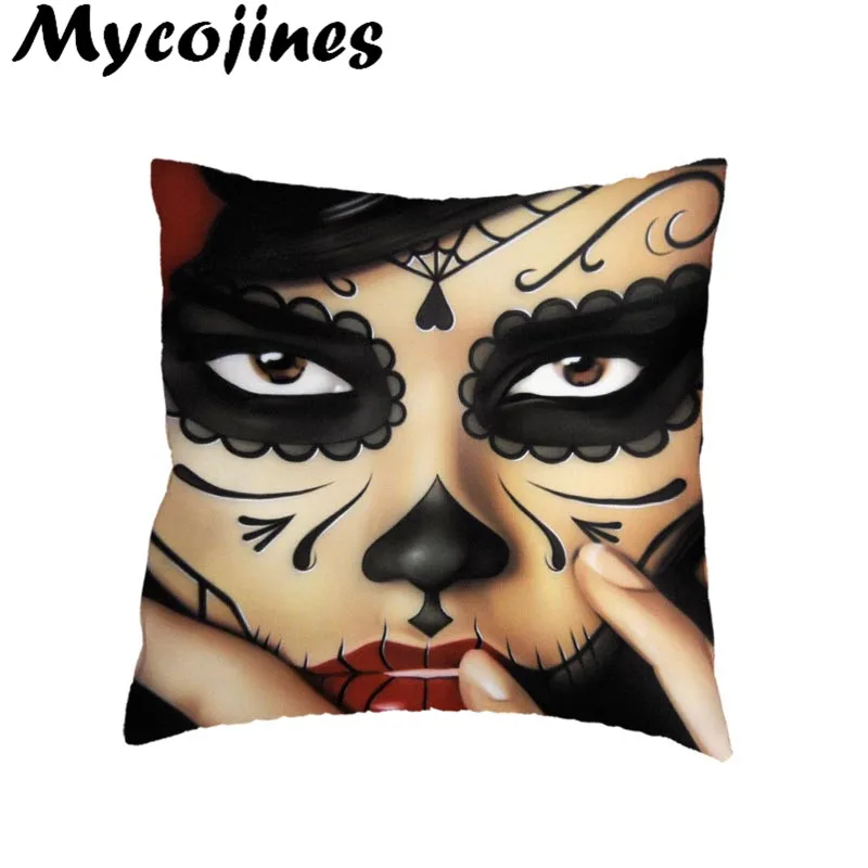 Креативный Чехол на подушку с изображением сахарного черепа для игры в игры, мексиканский стиль, домашний диван, украшение автомобиля, подарки, персиковая кожа, наволочки на подушку, 45*45 см