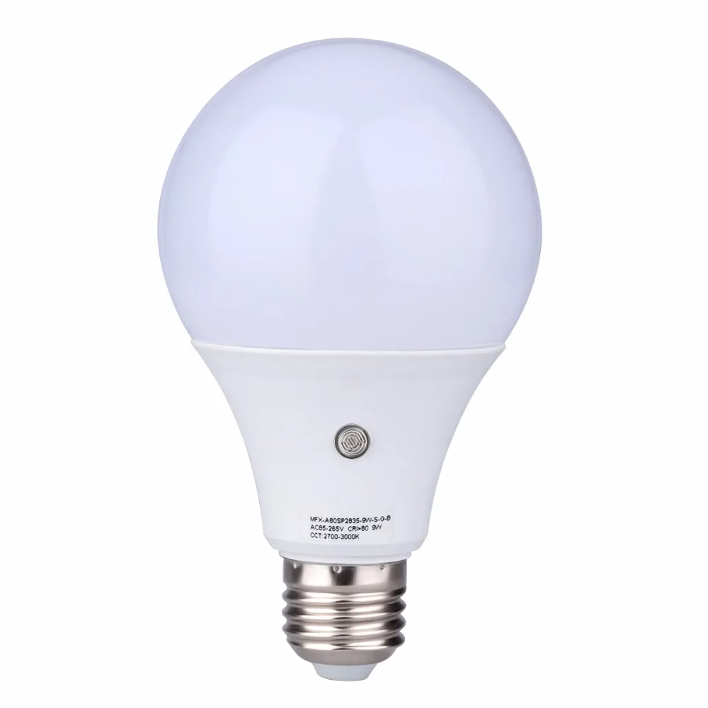 

High Quality AC85-265V E27 LED dust to dawn light bulbs LED 9W 3000K /4000K/6000K Medium Base Light Bulb