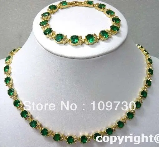 

Jewelry 00510 4 colors! noblest 6*8mm pink/green zircon -green jade necklace bracelet set can choose