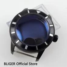 Твердые BLIGER 46 мм черный вращающийся ободок PVD покрытие кейс из нержавеющей стальной корпус часов подходит для приблизительный срок поставки: 2836 Движение C93